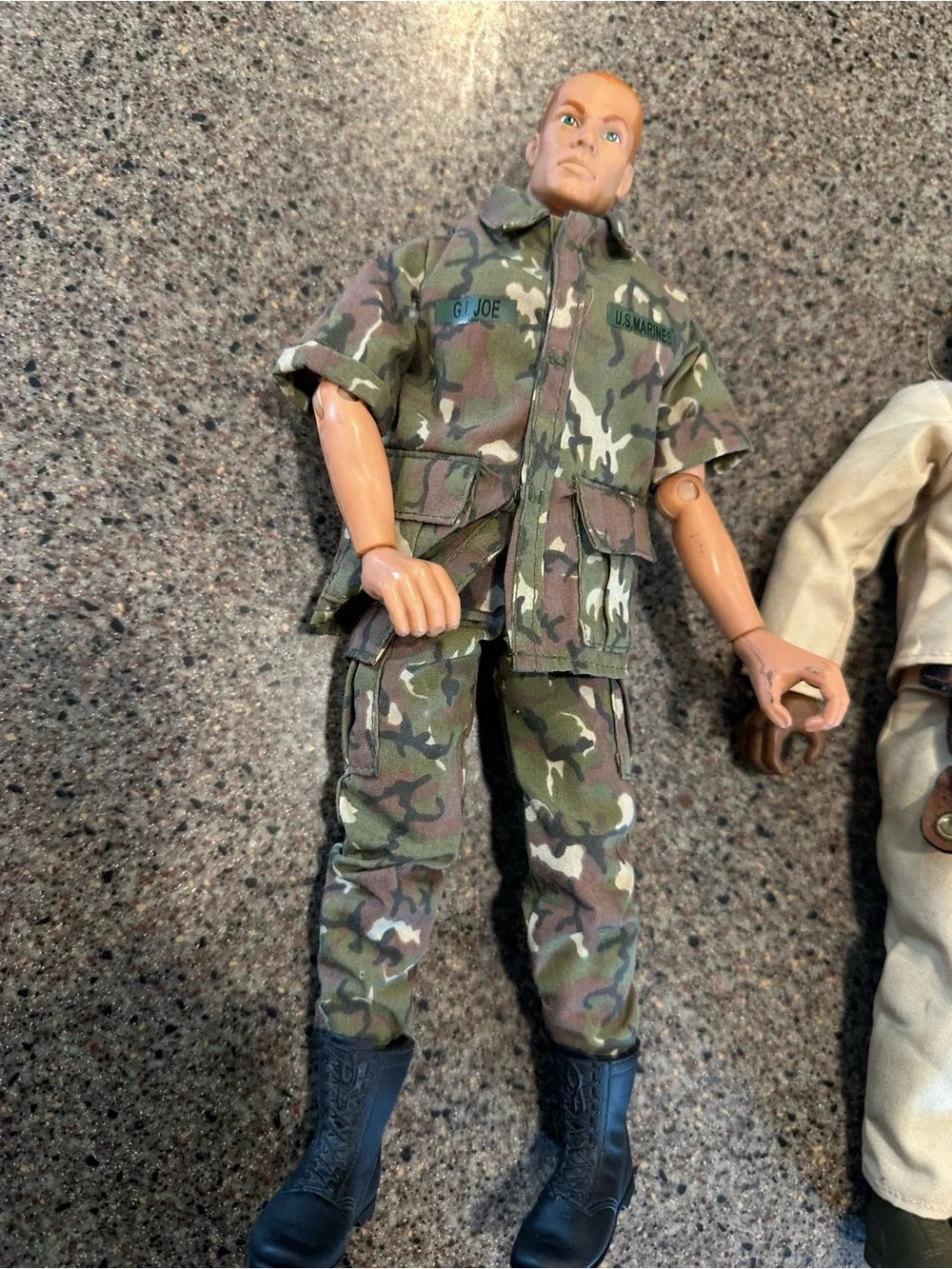2 Vintage Action Figures with Military Uniforms - Camouflage & Khaki